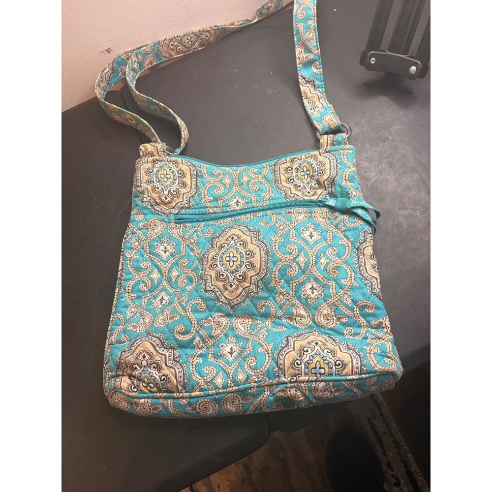 Vera Bradley Lapis Paisley Quilted Cotton Crossbody Bag Turquoise Blue Retired